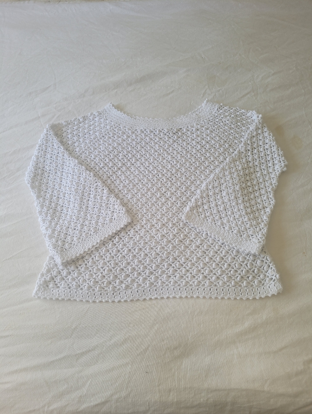 Vintage MY Crochet Top Size Large 3/4 Bell Sleeves Cottage Core Fairy Whimsy
